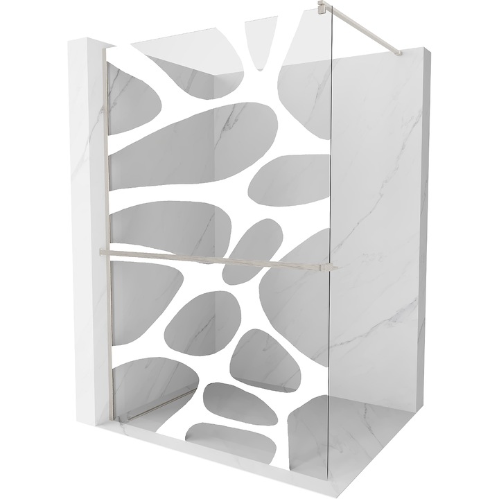 Paravan de dus Mexen Kioto+, alb, nichel periat, 80x200cm