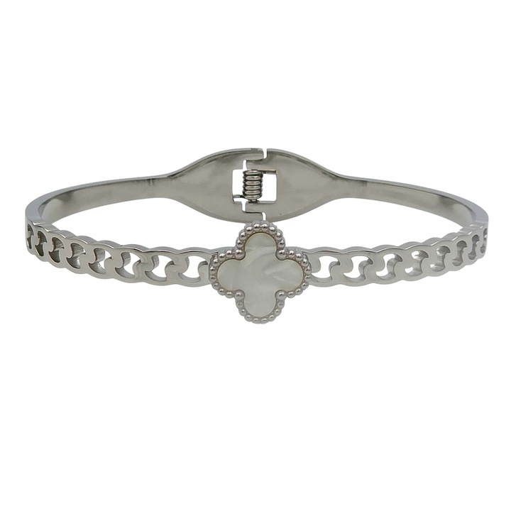 Дамска гривна – Clover Pearl в сребрист цвят