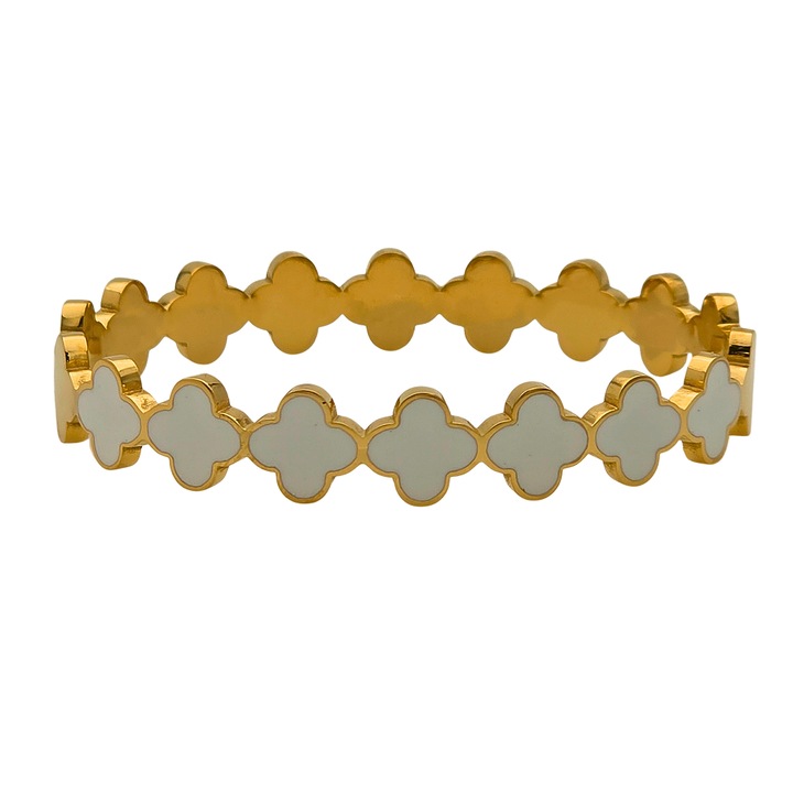 Дамска гривна – Clover Elegance в златист цвят със седефени елементи