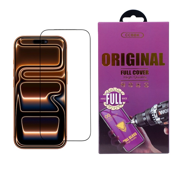 Стъклен Протектор OG за iPhone 17 Pro Max, Anti Shock, Прозрачен/ Черен