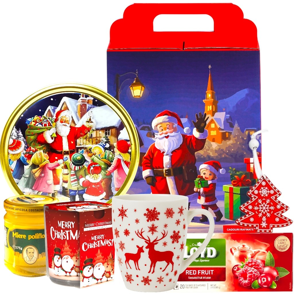 Pachet Cadou Craciun Secret Santa - Model Merry Christmas - Miere