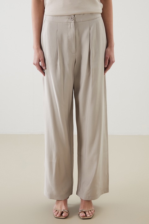 LC WAIKIKI, Pantaloni cu croiala ampla si talie elastica, Maro taupe