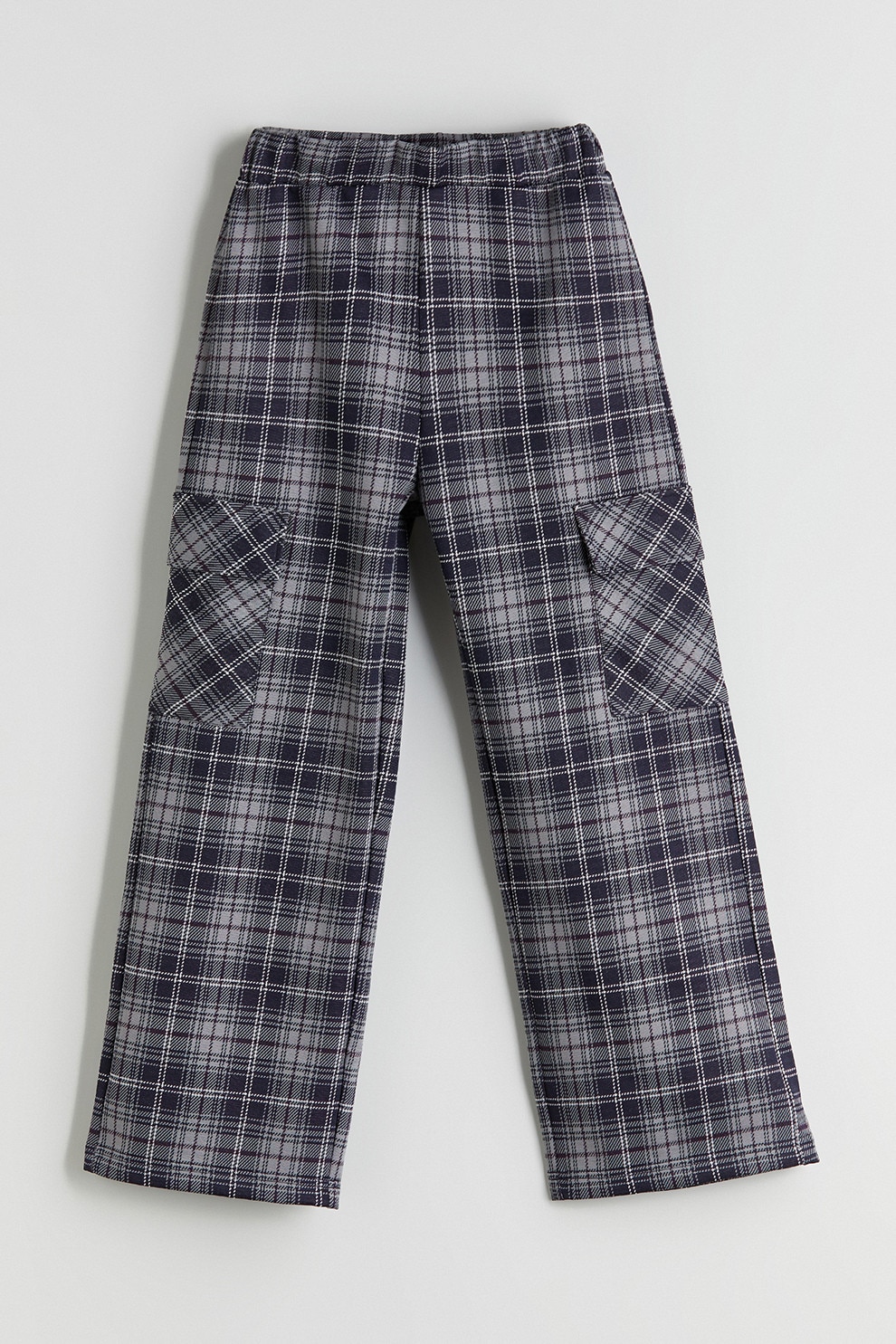LC WAIKIKI, Pantaloni cargo in carouri, Gri, Bleumarin, 134-140 CM