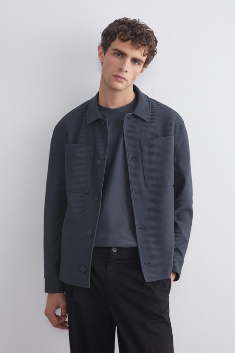 LC WAIKIKI, Jacheta-camasa cu buzunare pe piep, Gri carbune