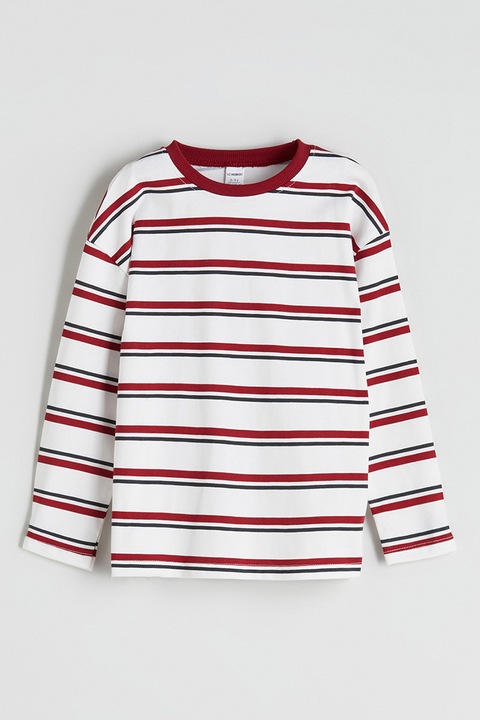 LC WAIKIKI, Bluza cu decolteu la baza gatului si dungi, Rosu/Alb/Negru, 80-92 CM