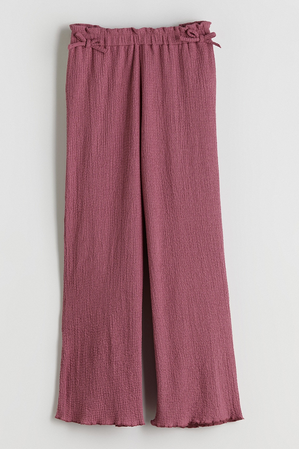 LC WAIKIKI, Pantaloni texturati cu termiantii valurite si croiala ampla, Roz inchis, 140-146 CM