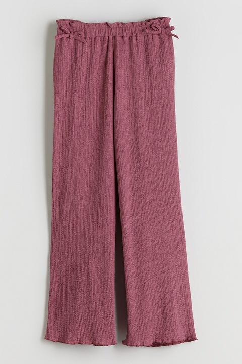 LC WAIKIKI, Pantaloni texturati cu termiantii valurite si croiala ampla, Roz inchis