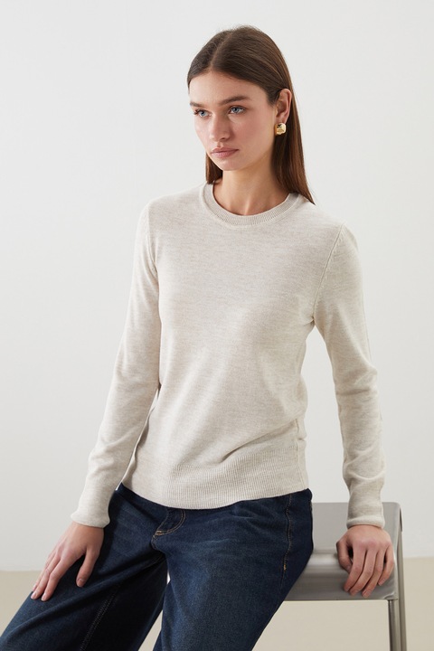 LC WAIKIKI, Pulover tricotat fin slim-fit, Bej melange