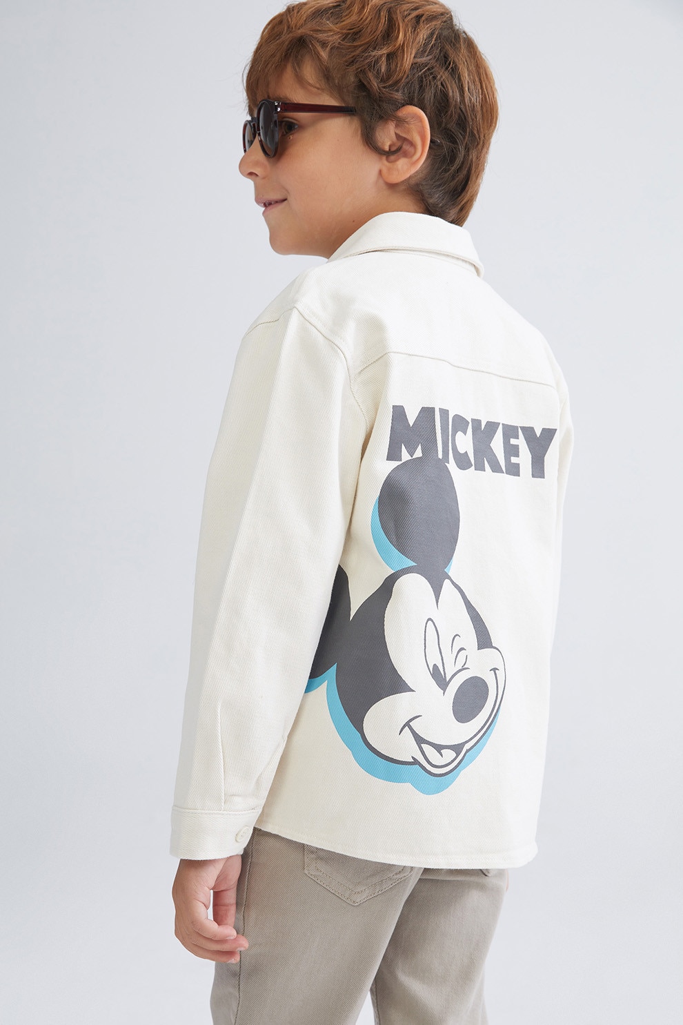 LC WAIKIKI, Camasa de denim cu imprimeu Mickey Mouse pe partea din