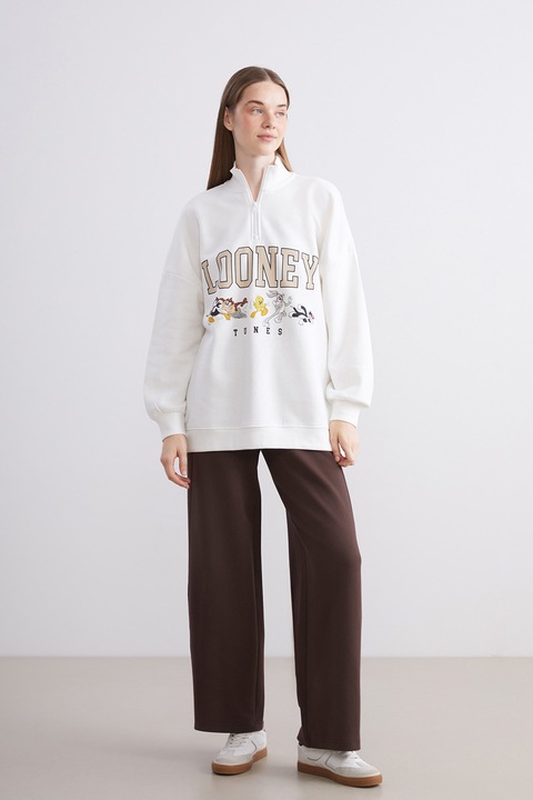 LC WAIKIKI, Pantaloni drepti de trening cu talie inalta, Maro inchis, L