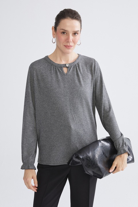 LC WAIKIKI, Bluza cu mansete elastice, Gri antracit, 3XL