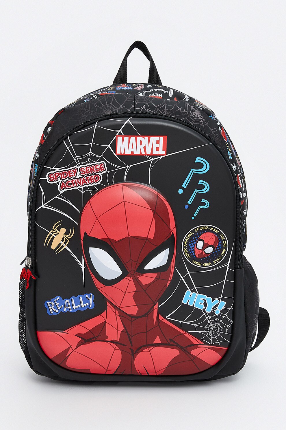 LC WAIKIKI, Rucsac cu compartiment pentru laptop si imprimeu Spider-Man, Negru, Coral, Albastru royal