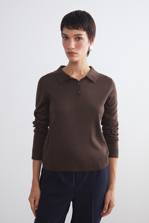 LC WAIKIKI, Pulover polo cu model uni, Maro