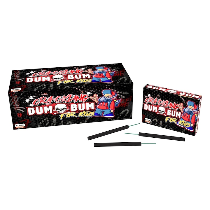 Set artificii DUM BUM Klasek 8 buc, efect flama de crackling, exterior, 16+ ani