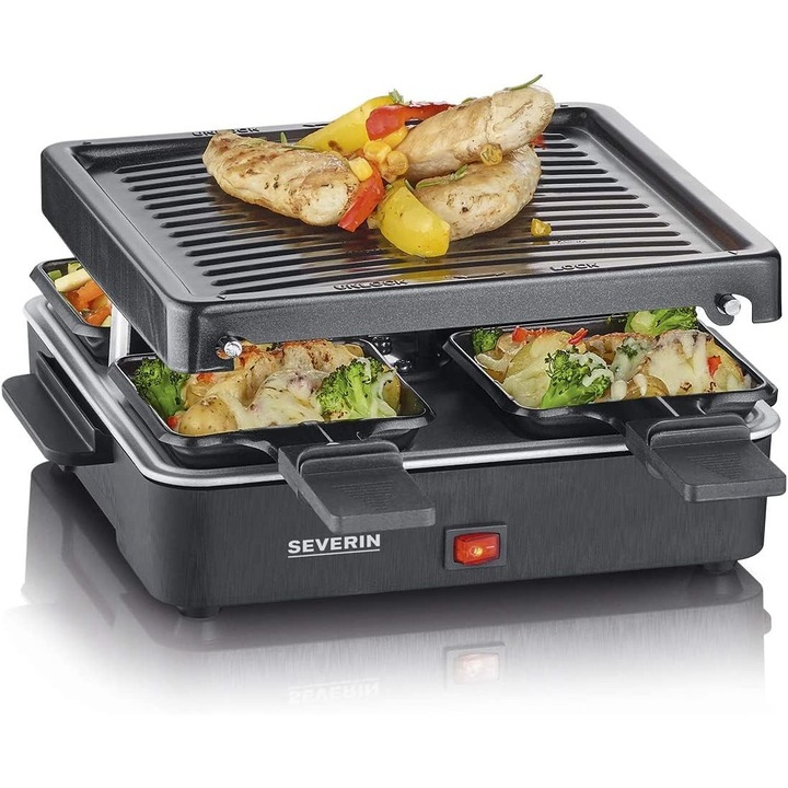 Severin Raclette Mini elektromos grill 4 személyes, 600W, fekete