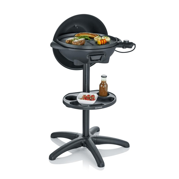 Severin elektromos grill, 2000W, termosztáttal, kerámia edény, matt fekete, 41 cm