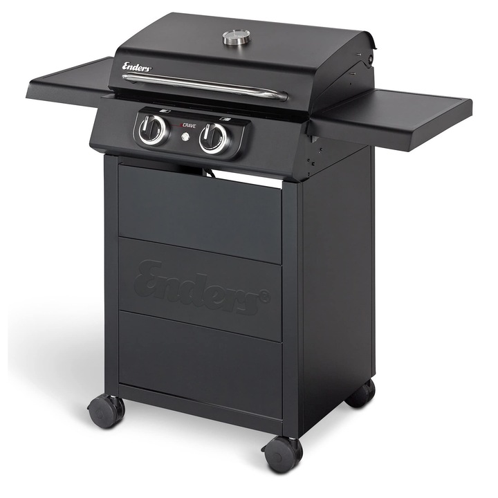 Enders Ecrave 2 elektromos grill, öntöttvas grillrács, tárolós kocsi, két fűtőelem, stabil méretek