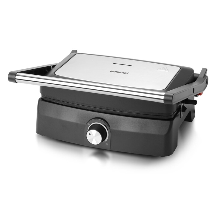 Emerio elektromos grill, 23x14.5cm felület, tapadásmentes bevonat, 750W, rozsdamentes acél