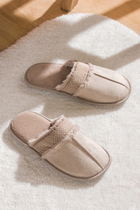 LC WAIKIKI, Papuci de casa din material textil, Maro nisip, 40-41
