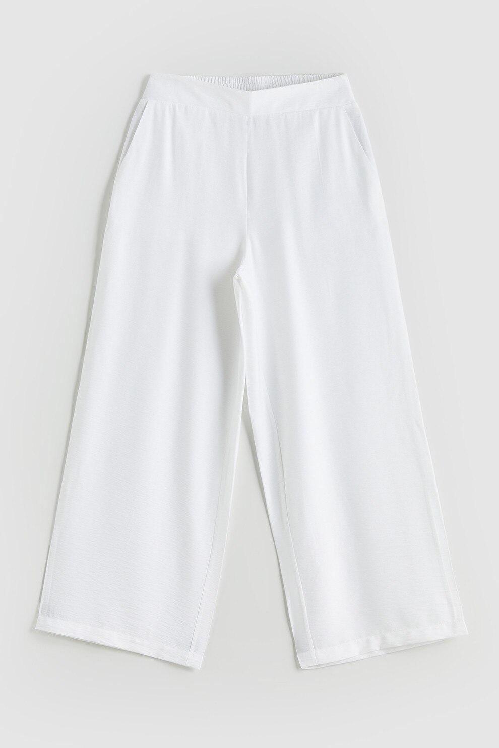 LC WAIKIKI, Pantaloni cu croiala ampla si talie elastica, Alb, 44