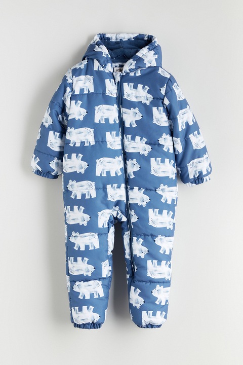 LC WAIKIKI, Salopeta cu vatelina si gluga, Alb/Albastru inchis