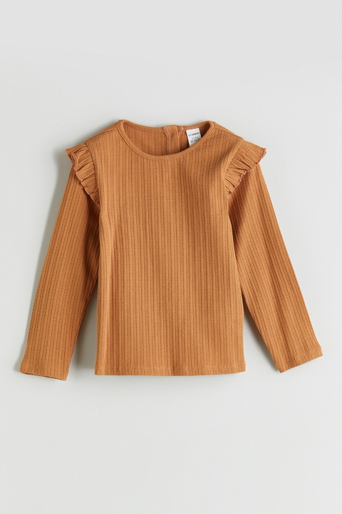 LC WAIKIKI, Bluza striata cu volane, Caramel, 74-80 CM