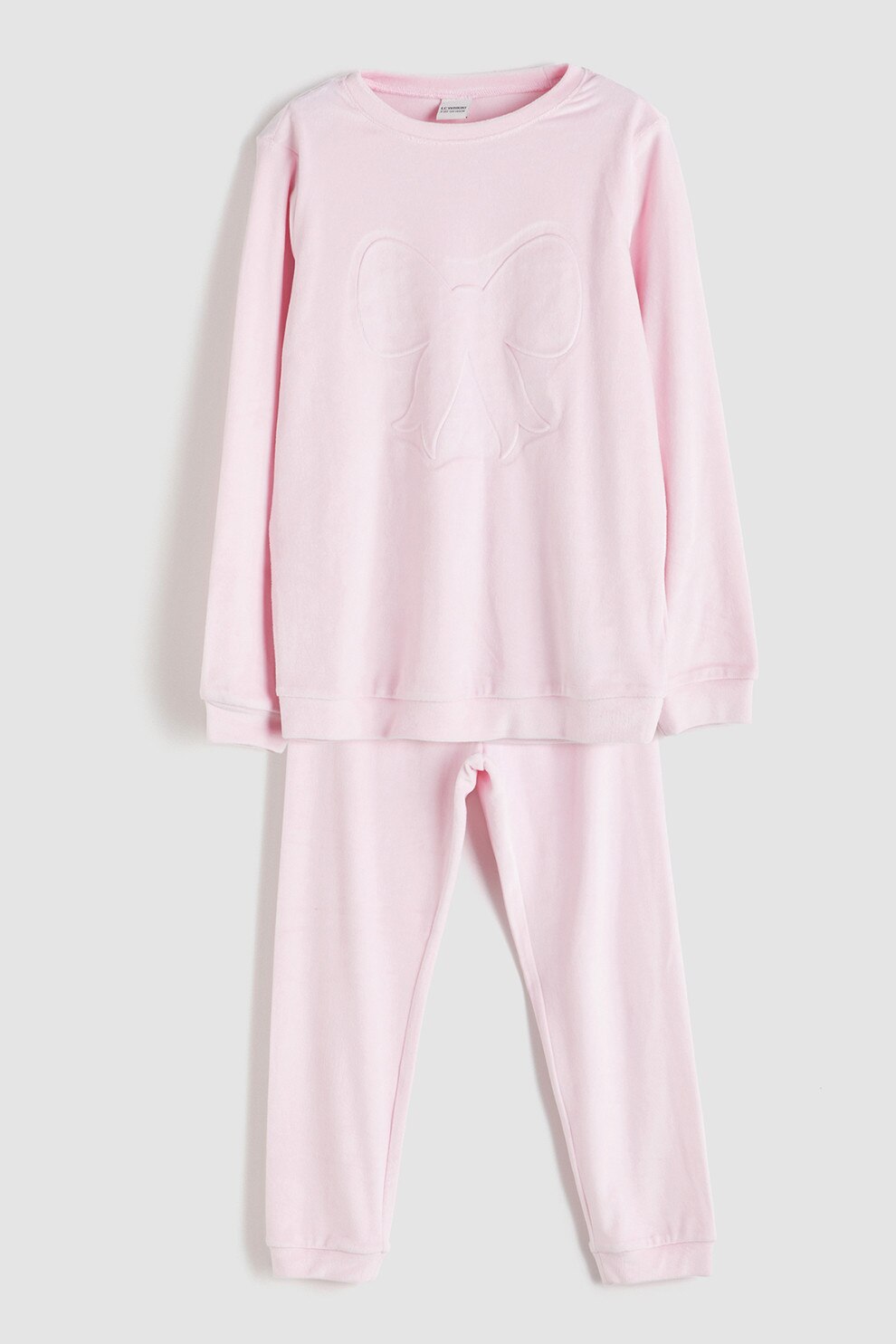 LC WAIKIKI, Pijama lunga cu funda in relief, Roz pastel, 134-140 CM