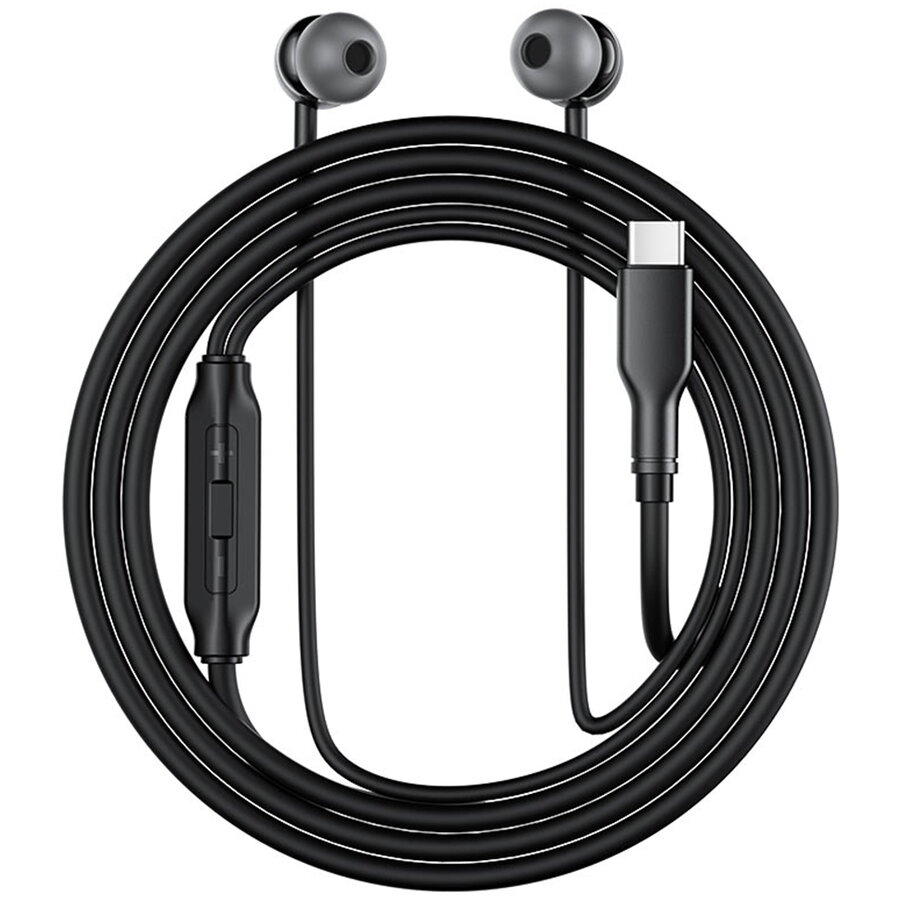 Căști cu fir, AceFast, 1.2m, USB-C, Negru