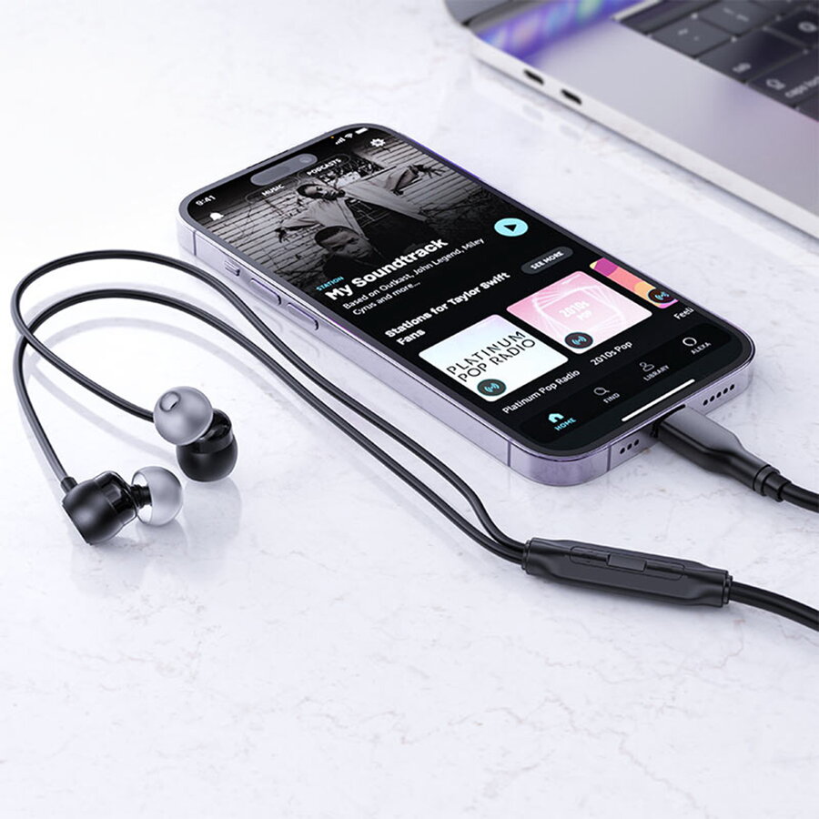 Căști cu fir, AceFast, 1.2m, USB-C, Negru