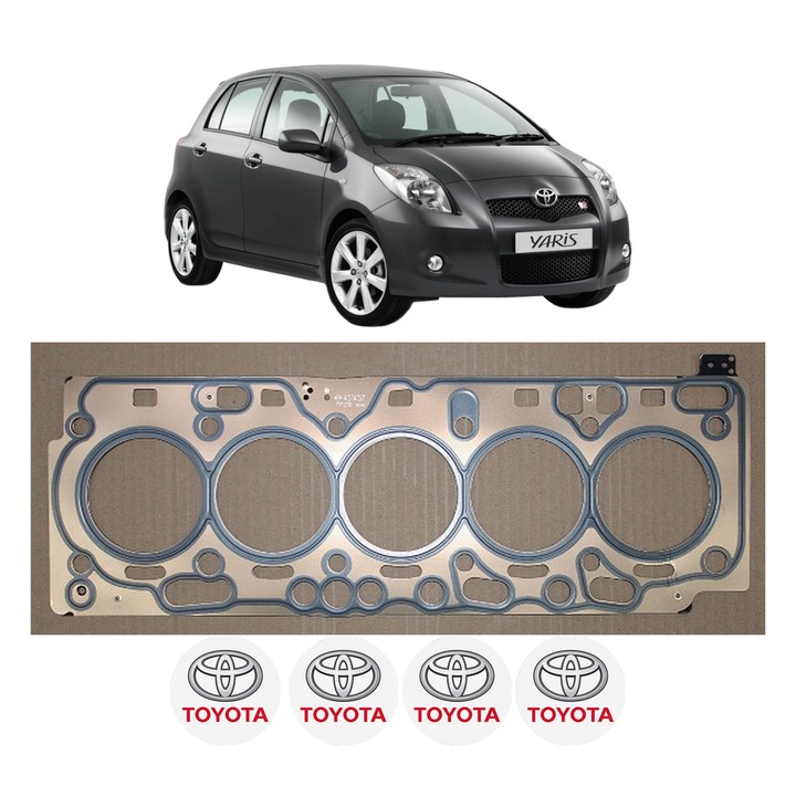 Garnitura chiuloasa TOYOTA YARIS (_P9_) 1.3 VVT-i (NCP90_, NCP90R) din 2005-2012 KW 63 CP 86 CMC 1299, auto, Elring, 4x Stickere auto cu TOYOTA