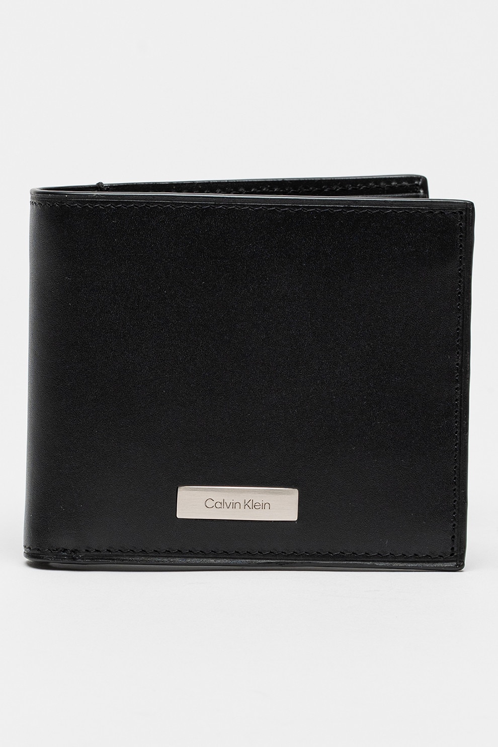 CALVIN KLEIN, portofel de piele cu logo, Negru