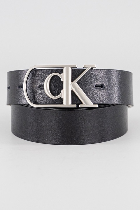 CALVIN KLEIN, Bőröv logós csattal, Fekete, 95
