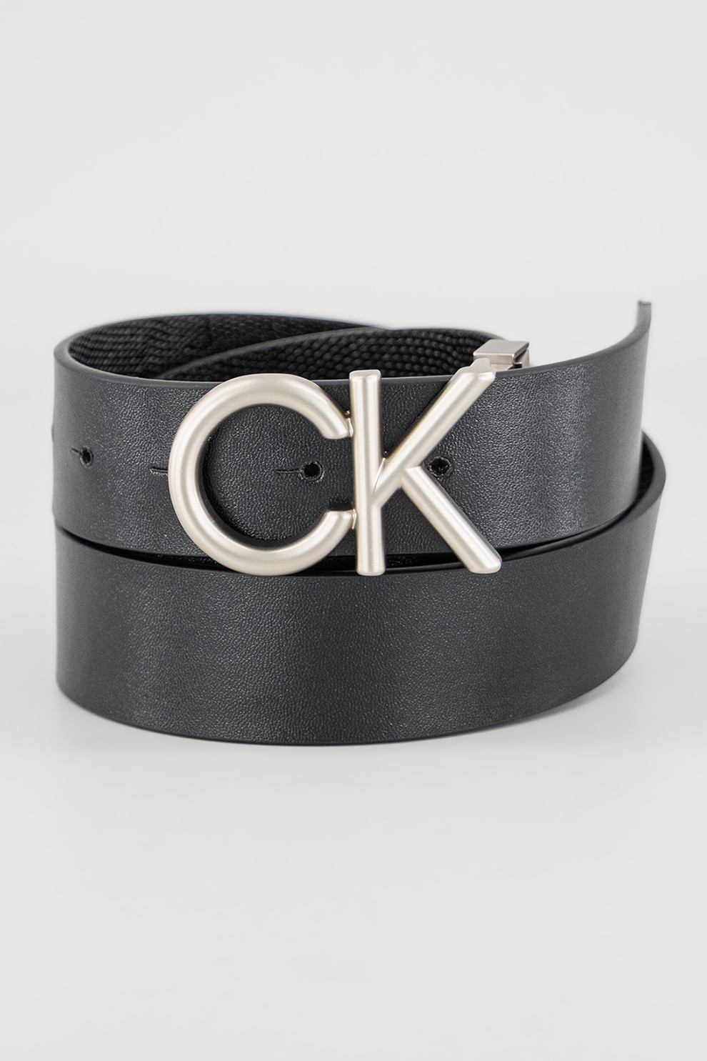 CALVIN KLEIN, Curea de piele cu catarama logo, Negru, 95
