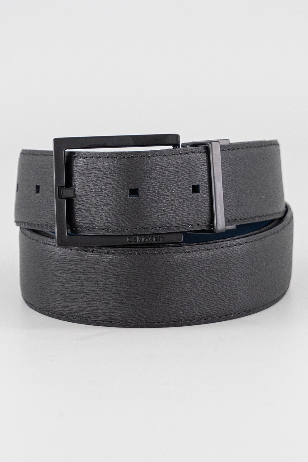 CALVIN KLEIN, Curea uni de piele, Negru, Albastru inchis, 105