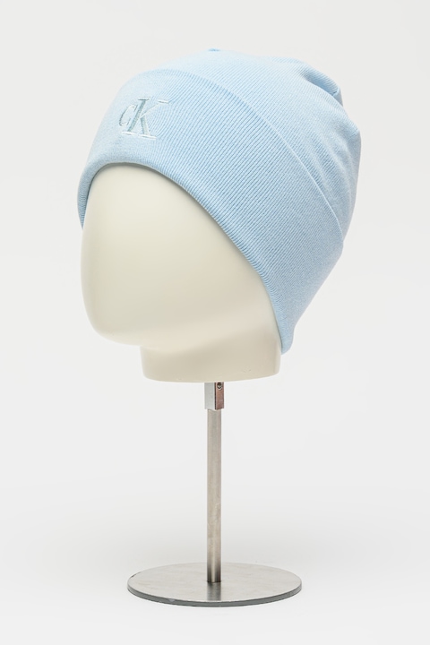CALVIN KLEIN, Шапка с бродирано лого, Пастелносин
