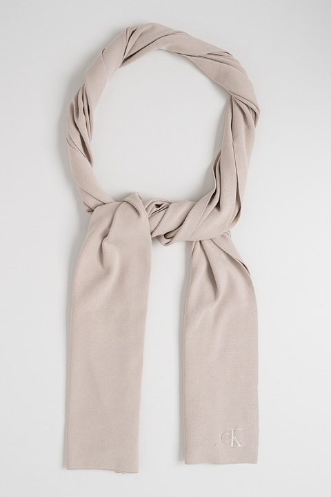 CALVIN KLEIN, Fular tricotat fin cu model uni, Maro taupe deschis