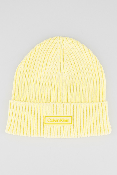 CALVIN KLEIN, Caciula striata din amestec de casmir, Galben neon