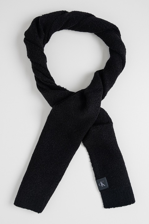 CALVIN KLEIN, Fular uni din amestec de lana, Negru