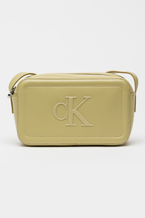 CALVIN KLEIN, Чанта през рамо от еко кожа и релефно лого, Светлозелен