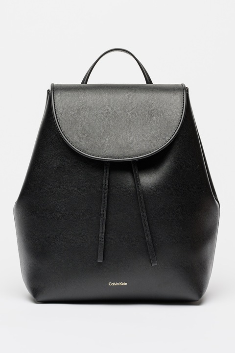CALVIN KLEIN, Rucsac de piele ecologica cu clapa, Negru stins