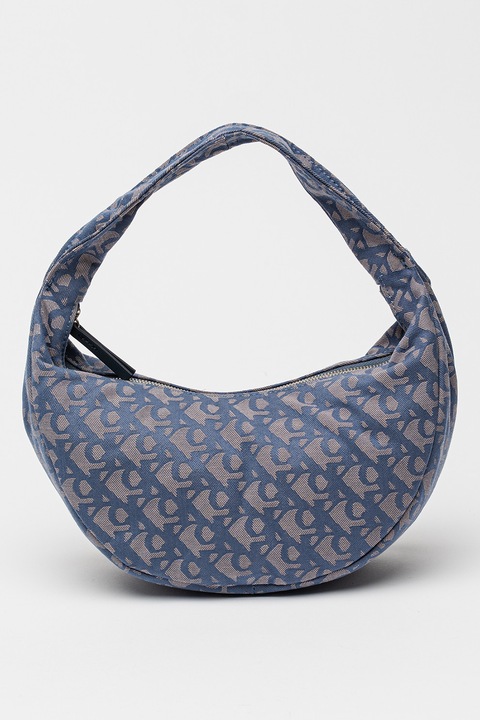 CALVIN KLEIN JEANS, Félkör alakú válltáska logómintával, Sötétkék, Bézs