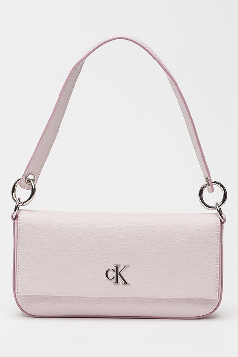 CALVIN KLEIN JEANS, Műbőr válltáska logós részlettel, Halvány rózsaszín