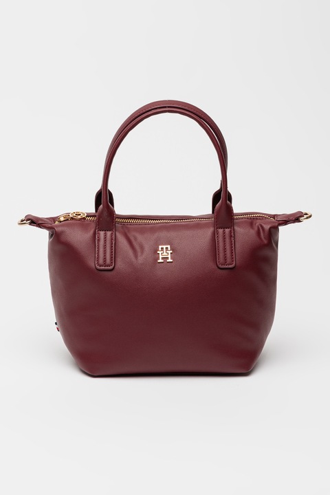 Tommy Hilfiger, Logós műbőr kézitáska, Bordó