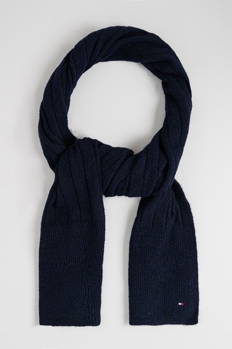 Tommy Hilfiger, Fular uni din amestec de lana, Bleumarin