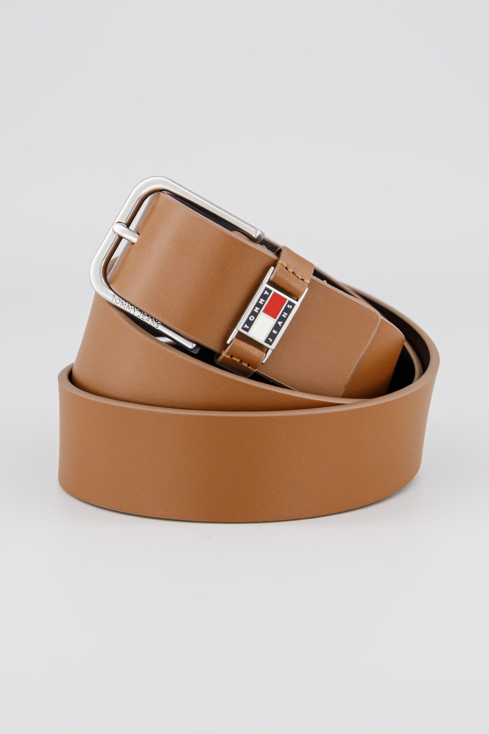 Tommy Jeans, Curea din piele cu inchidere cu catarama, Maro cognac, 105