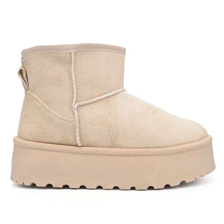 Női csizma, Ugg típusú, ökológiai bőr, bélelt, CD1041, bézs 39