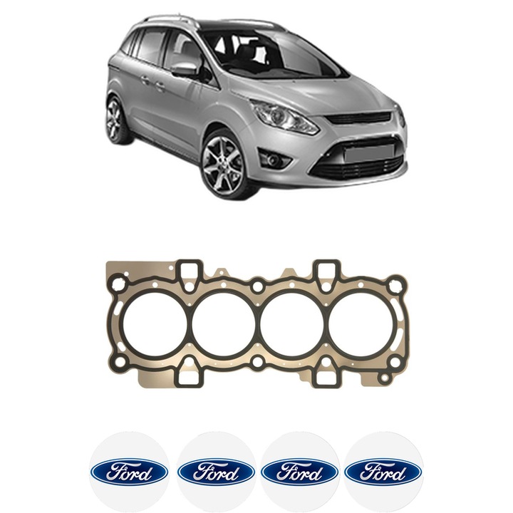 Garnitura chiuloasa FORD C-MAX II (DXA/CB7, DXA/CEU) 1.6 Ti din 2012-2019 KW 88 CP 120 CMC 1596, auto, Elring, 4x Stickere auto cu FORD