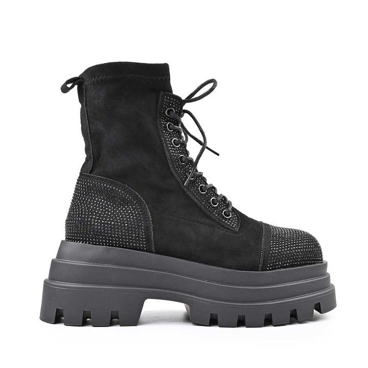 Дамски ботуши от екологична кожа с подплата, модел CD1036, Черен