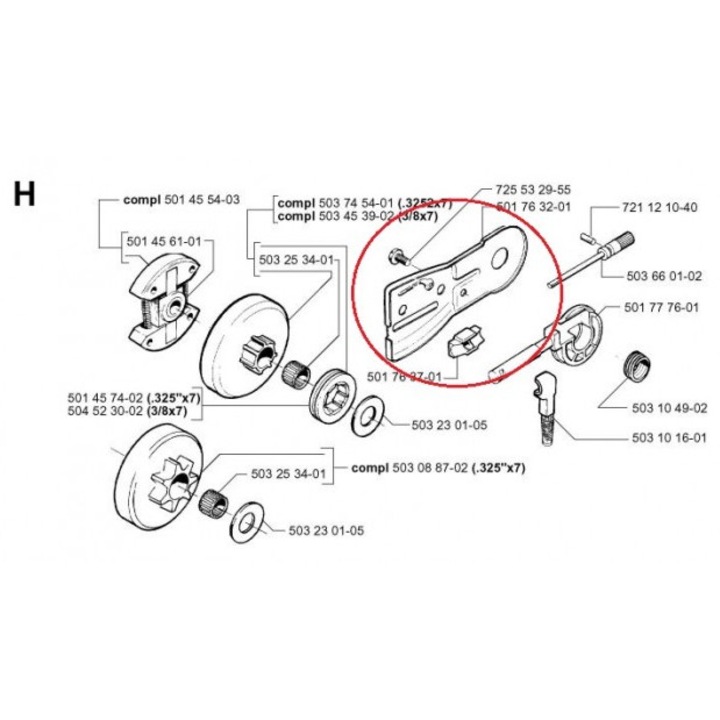 Placa lama Husqvarna 51, 55 Carter - calibru 1