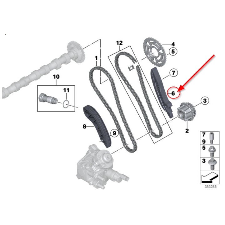 Patina stg pentru lant distributie superior Bmw Seria 1, Seria 2, Seria 3, Seria 4, Seria 5, X1, X2, X3, X5